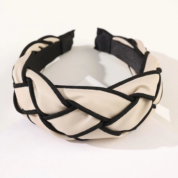 Vegan Leather Braided Wide Headband - Picture 5 of 5
